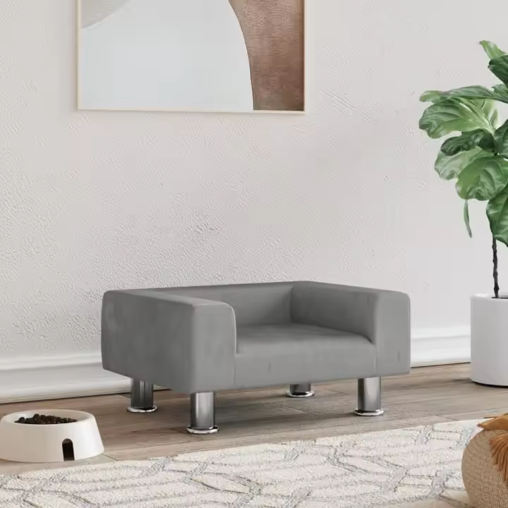 vidaXL Cama para perros de terciopelo gris claro 50x40x26,5 cm - 1