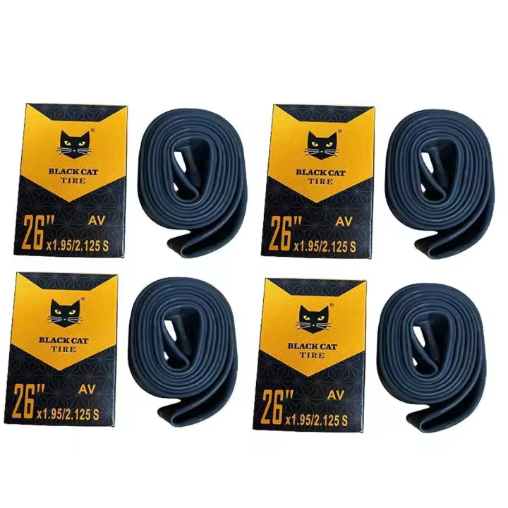 Black Cat Tire - Pack de 4 Cámaras de Bicicleta 26 - Válvula Schrader - Alta Calidad - 1
