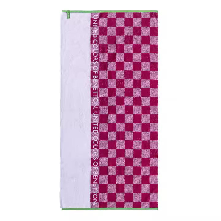 Toalla de playa infantil 70x140cm 450gsm 100% cotton pink squares kids CASA BENETTON - 1