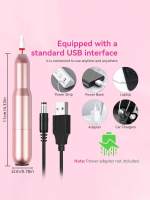 Set De Taladro Eléctrico Para Uñas Con Bits Y Anillo De Limpieza USB Portátil Máquina De Uñas Para Salon Y Uso Doméstico - details 10