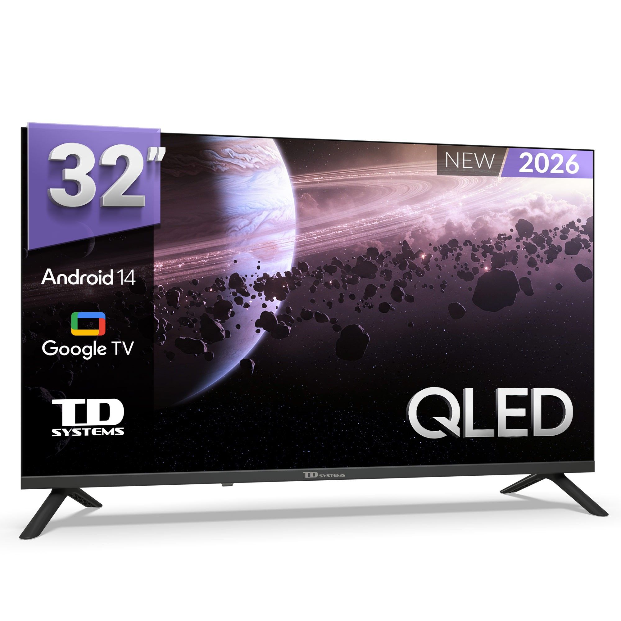Smart TV 32 pulgadas QLed HD, televisor Hey Google Official Assistant, control por voz - TD Systems K32DLK21GLQ