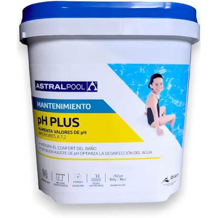 Astralpool, pH PLUS Granulado - Aumenta el pH  para Todo Tipo de Piscinas - Mejora el Confort del Baño - 5 kg - 1