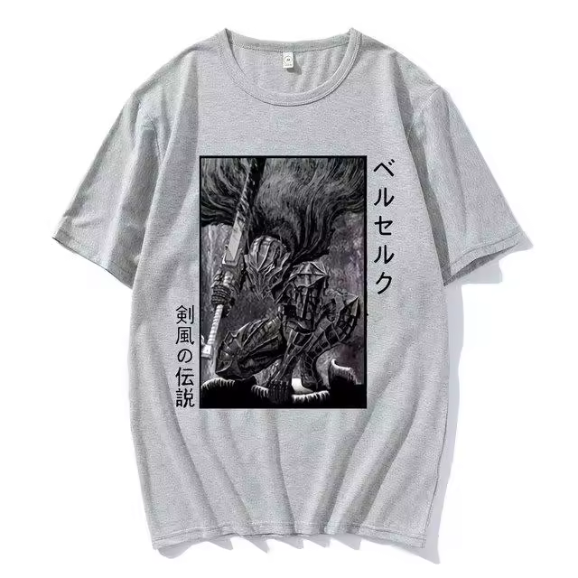 Camiseta De Algodón Funny Anime Berserk Guts Para Hombres Camiseta De Manga Corta O-Neck Con Diseño De Zodd Y Gatsu Camiseta Casual De Verano - 1