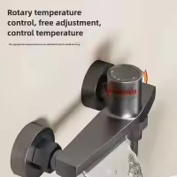 Grifo de bañera de cascada gris con ducha de mano, grifo mezclador de ducha de baño montado en la pared de latón cromado, juego de sistema de ducha - details 1