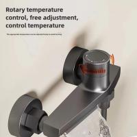 Grifo de bañera de cascada gris con ducha de mano, grifo mezclador de ducha de baño montado en la pared de latón cromado, juego de sistema de ducha - details 1