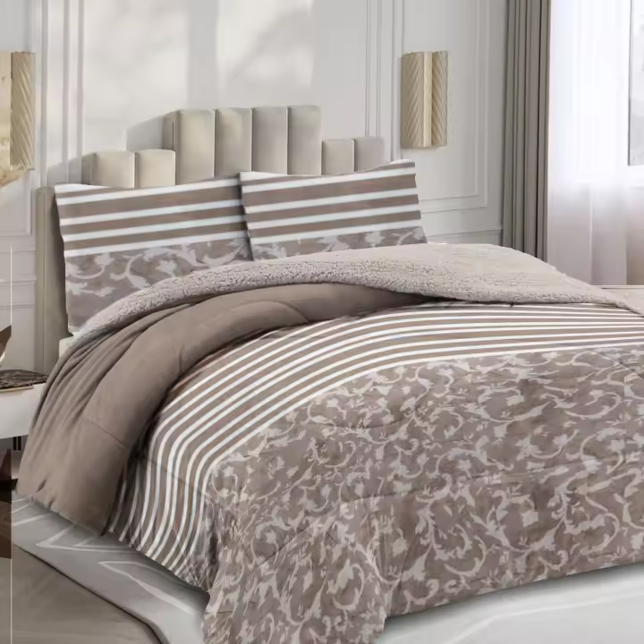 Edredón Borrego con Funda de Cojin - Edredón Nódico Invierno Cálido y suave con Relleno de Micro Fibra Poliéster, Edredón Reversible Franle y Sherpa-Edredon Invierno para Cama, Edredon manta con relleno por dentro - 1