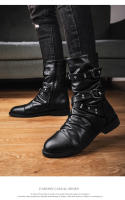 Botas De Motociclista Para Hombre Con Remaches Y Peluche Negro Cuero Genuino Botas De Bicicleta De Invierno Altas Para Exterior Diseñador Botas De Motorista - details 8
