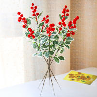 Rama De Guirnalda Navideña Artificial De 45cm Con Bayas Y Hojas Verdes De Seda Decoración Para Bodas Y Fiestas Navideñas - details 1