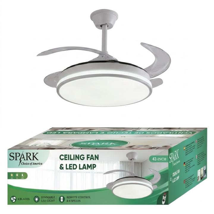 LoLek Spark - Ventilador de techo con lámpara LED 42 pulgadas, 6 velocidades y luz regulable 3000K–6000K para salón o… — oferta en Miravia