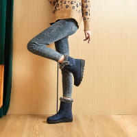 Botas De Nieve Para Mujer 2024 Con Colar De Pelo De Zorro Impermeables Altas Antideslizantes Cuero Sintético Y Algodón Plataforma Botines De Invierno - details 11