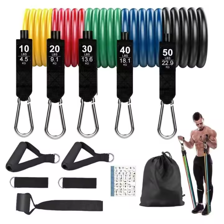 Juego de 5 bandas de resistencia de látex natural para Pilates y entrenamiento de fuerza - 1