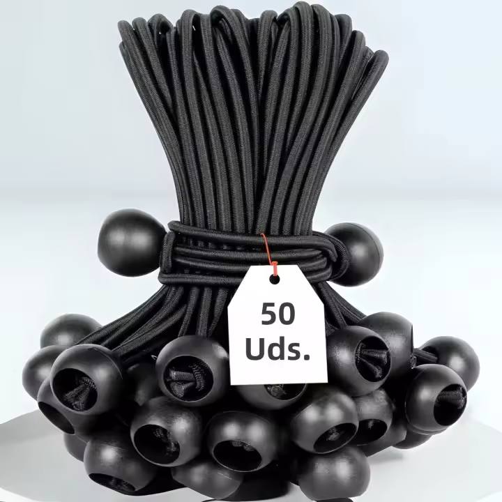 Bungee Cables De Bola Para Sujeción De Tarpacaña 50-Pcs Camping Refugio Carga Paredes De Tenda Palos De Tenda Herramientas Multifuncionales Al Aire Libre - 1
