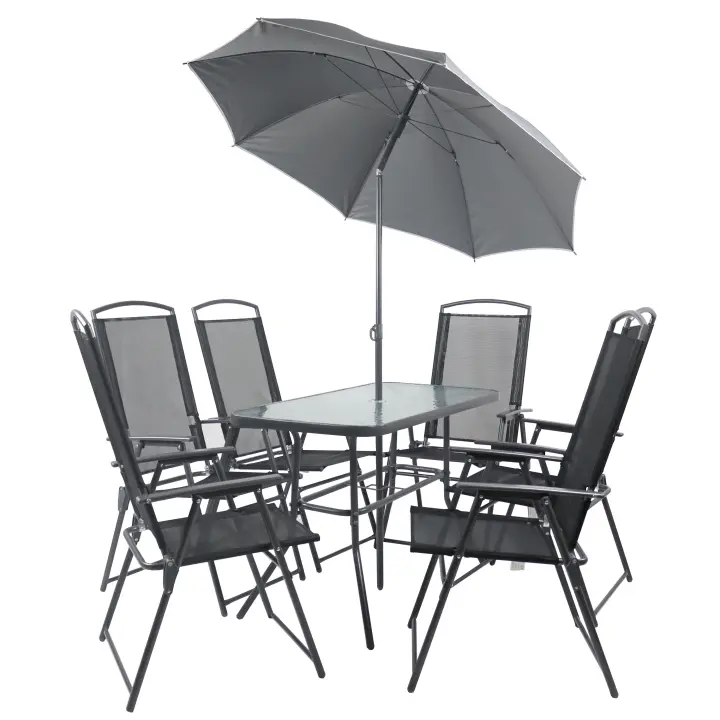 7 piezas muebles de jardín conjunto de asientos grupo de comedor grupo de mesa sillas de respaldo alto conjunto 110 7 piezas muebles de jardín conjunto de asientos grupo de comedor grupo de mesa sillas de respaldo alto conjunto 110 - 1