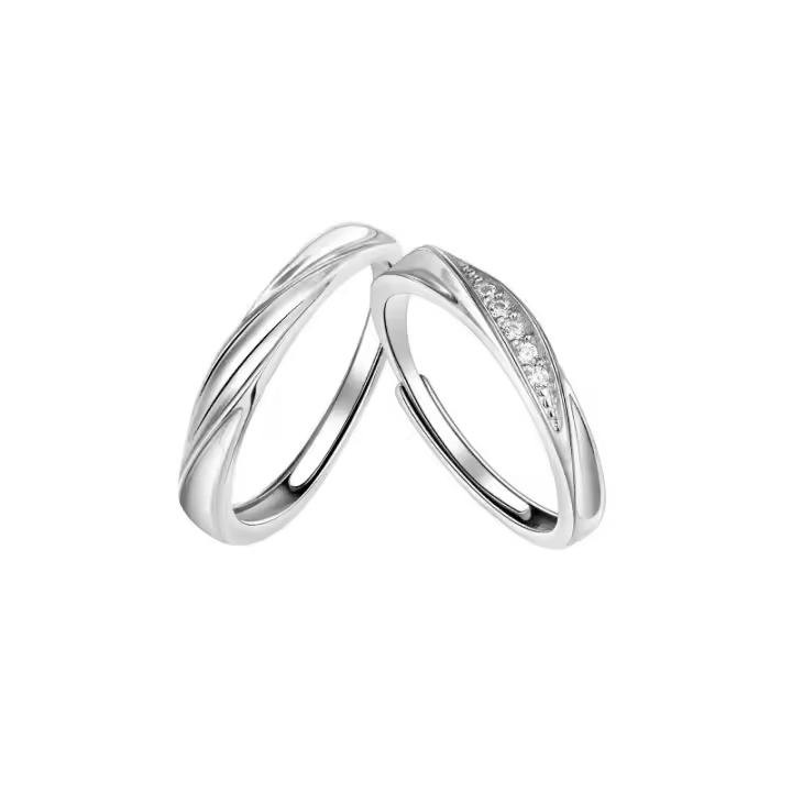 Anillos de pareja Möbius chapados en plata 925 Anillo vegetariano de moda con diseño de nicho personalizado Anillos abiertos ajustables para hombre y mujer - 1