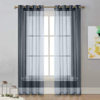 Cortina De Ventana Perforada De Color Sólido De Terylene 1PC Antipolvo Decorativa Y Bebida Clásica Para Adornos De Ventanas - details 28