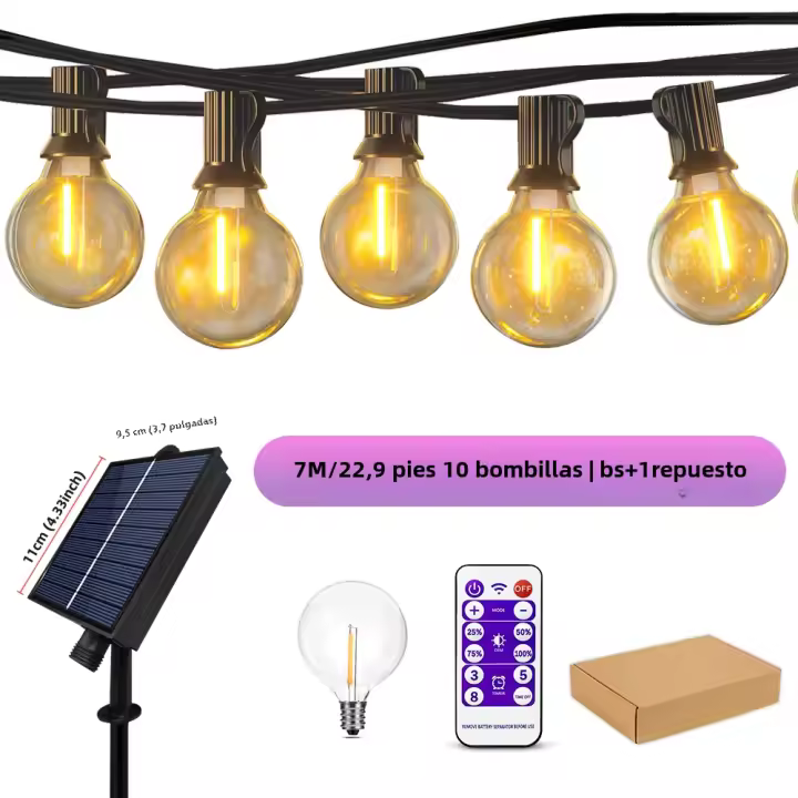 Luces De Cadena Solar Para Exterior G40 Con Bombillas LED Inalámbricas Y Resistente Al Choque Para Patio Bistró Jardín - 1