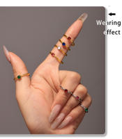 Encanto Anillo de acero inoxidable chapado en oro para mujer,meses con diseño de constelación de circonia cúbica, regalo de cumpleaños anillo de circón de una sola garra estilo, anillo de sensación de lujo ligero ajustable de acero inoxidable - details 4