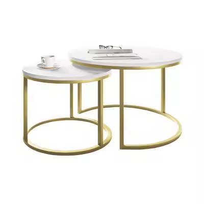 Conjunto mesa de centro Oswego 104 , Muebles ES, Aglomerado laminado, Blanco, 41cm - 1