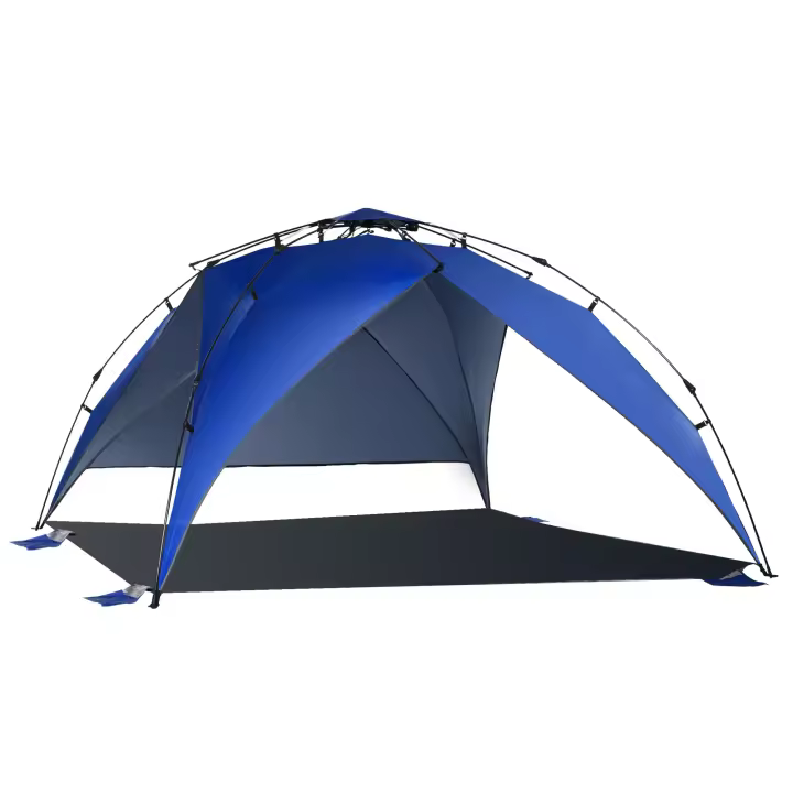 Outsunny Tienda de Playa Plegable Carpa de Playa con Bolsa de Transporte Apertura Automática Protección UV e Impermeable para Parque Camping 247x247x145 cm Azul - 1