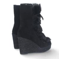 Botas de cuña en yute y pelo estilo australianas mujer color negro - details 2