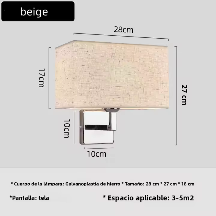 Lámpara De Pared De Tela E27 Con Interruptor Luz De Lectura LED Para Dormitorio Estudio Hotel Decoración Nórdica Moderna - 1
