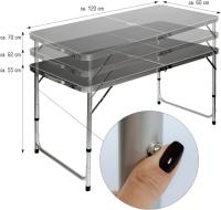 Mesa para Acampada 120x60x70cm Incl 4 Taburetes Plegable portátil como si Fuera un maletín Altura Regulable para pícnic Camping Gris Oscuro - details 2