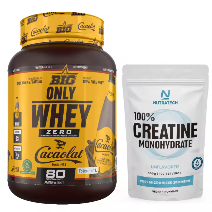 ONLY WHEY (1KG)  Cacaolat + creatina 300g - Big | Sin azúcares añadidos | Baja en lactosa | Delicosa | Nutritiva - 1