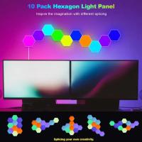 10pcs Smart Hexagon LED Wall Lights with App & Remote Control, Music Sync RGBIC Panels for Gaming Room, Bedroom, Living Room Decor - Vibrant Geometric Design, USB Powered, Color Changing Modern Lighting - details 4