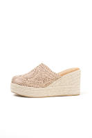 Lyla Wang Sandalias zueco mujer con cuña alta de espartos y plataforma con diseño crochet - details 10