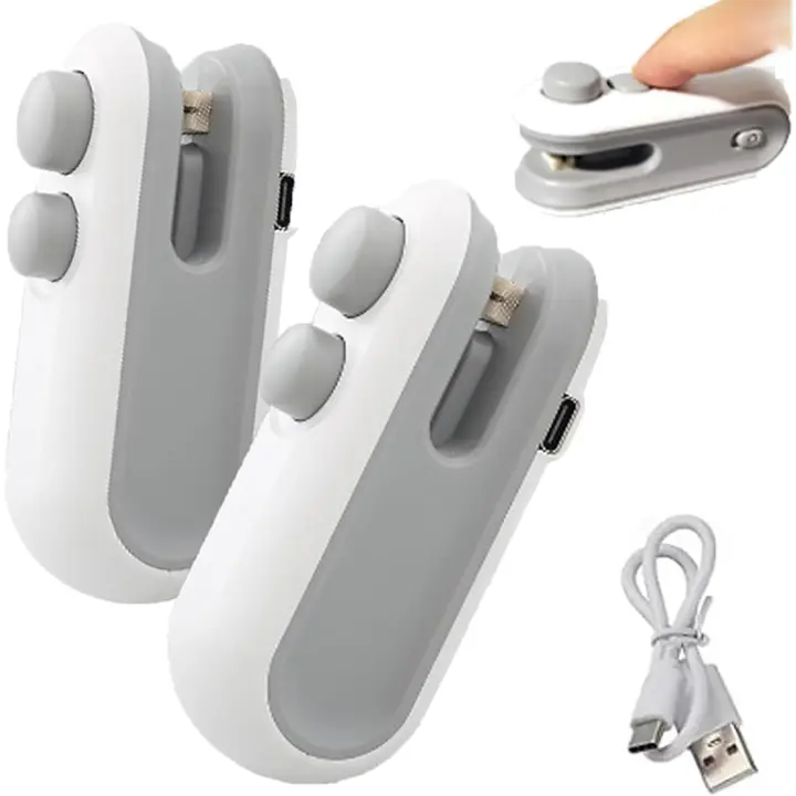 Selladora magnética recargable para refrigerios, minimáquina doméstica, 2 unidades, cortadora y selladora de bolsas al vacío, herramienta portátil de sellado térmico - 1