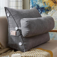 Almohada de Lectura cuña para Cama cojín de respaldo grande para adultos con bolsos - details 0