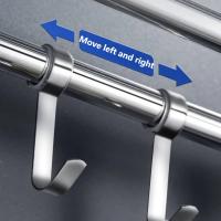 Rack De Toallas De Acero Inoxidable Plegable Sin Perforar Estante De Baño Con Ganchos Para Cocina Y Baño Organizador De Almacenamiento - details 4