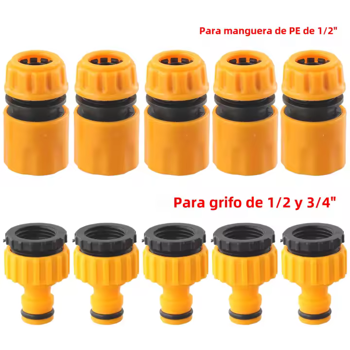 10pcs Conector Rápido De Grifo Para Riega Jardín 3/4 & 1/2 Pulgada Adaptador De Hilo Para Riego Del Jardín - 1