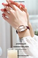 Reloj De Mujer POEDAGAR De Cuadrado Con Diamantes De Moda Calidad Superior Resistente Al Agua De Cuero Cuero Reloj De Cuarzo Elegante Para Dama - details 1