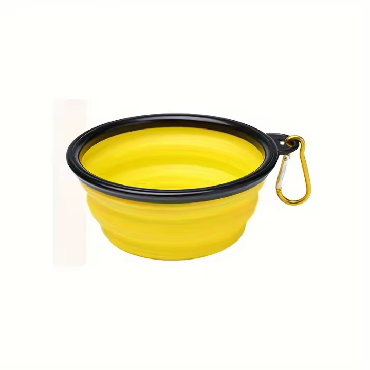 Tazón Plegable Para Mascotas 350ML Con Llavero Marco Negro Portátil Para Viajes Conveniente Para Gatos No Se Deforma Fácilmente - 1
