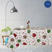 Mantel PVC, Mantel de hule, Mantel impermeable, Ideal para el hogar, Cocina, Comedor, Fácil de limpiar, Estilo rustico, Corazones, Hojas, Rojo, Verde, Azul - details 0