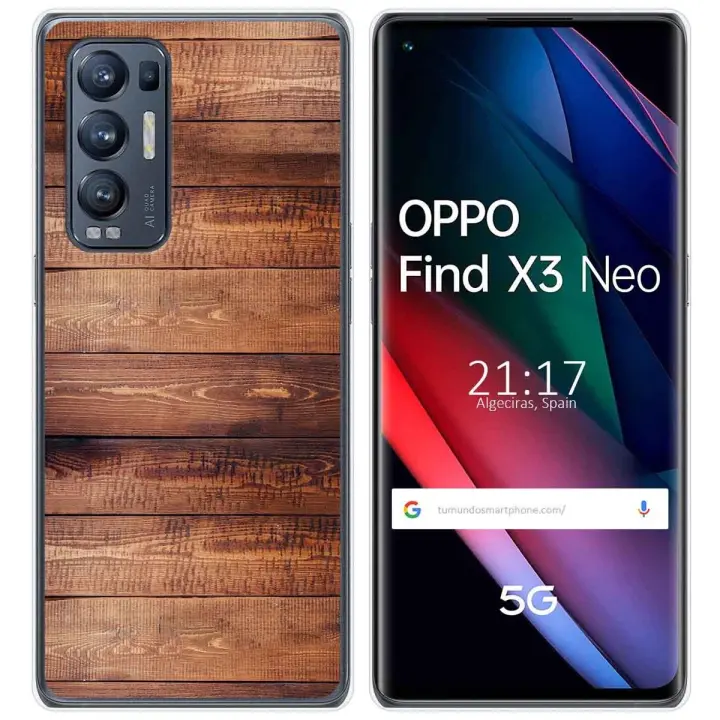 Tumundosmartphone Funda Gel Tpu para Oppo Find X3 Neo 5G diseño Madera 02 Dibujos - 1