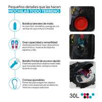 Ociodual Mochila Impermeable 30 Litros Negra GF80764 Multiples Bolsillos de Senderismo Acampada Montaña para Hombres Mujeres - details 3