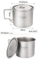 Tiartisan Taza De Camping Ultraligera De Titanio Portátil Con Manija Plegable 750ml 450ml 350ml Para Agua Y Té - details 2