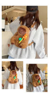 Mochila De Peluche Kawaii Con Capybara Simulación De Flor Y Fruta Para Niños Mochila De Hombro Para Novia Regalo Tamaño 28cm Material Algodón - details 15
