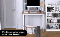 Rcynview Escritorio de Oficina Pequeño- Montaje Extraíble, Adecuado para Oficinas, Salones, Hogares en Marrón Negro Roble - details 5