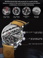 Reloj De Pulsera Para Hombre BINBOND Lujo Resistente Al Agua Cronógrafo Luminoso De Cuero Calidad Alta Reloj Casual De Cuarzo - details 11
