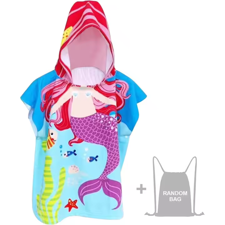 MULTIHOGAR- Toalla de Playa Infantil con Capucha Toalla de Baño Poncho Toalla Poncho Surf para Niñas Niños de 2 a 8 años - 1
