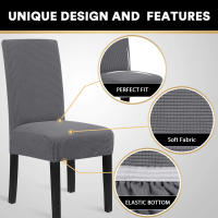 Funda De Silla De Comedor Elástica En Jacquard Protector De Silla De Cocina Lavable Y Desmontable Estilo Moderno Para Banquete Y Hotel - details 3
