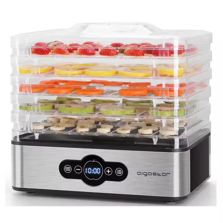 AIGOSTAR Deshidratador de Alimentos, Deshidratador con 5 Bandejas Altura Regulable, Temporizador 99H y Temperatura Ajustable. - 1