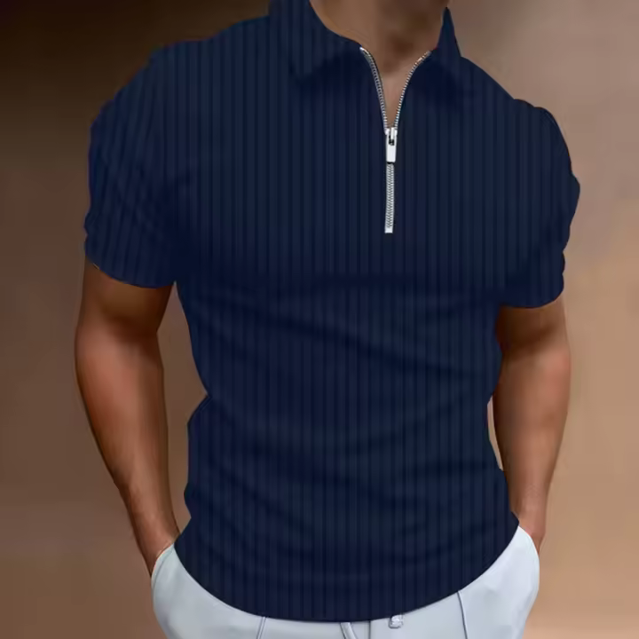 Camisa De Golf Para Hombre Cierre De Terciopelo Casual Manga Corta Estilo Basic Summmer Regular Fit Camiseta De Navidad Con Cuello Redondo - 1