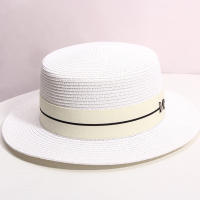 Sombrero De Paja Para Mujer Verano Estilo Flat Top Small Top Hat Para Playa Y Vacaciones Sombrero Tejido En Paja Protección Solar - details 9