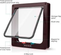 Solapa de gato con 4 vías magnéticas, puerta para mascotas para gatos y perros pequeños, puerta de gato con túnel marrón 18x19x5,5 cm - details 3