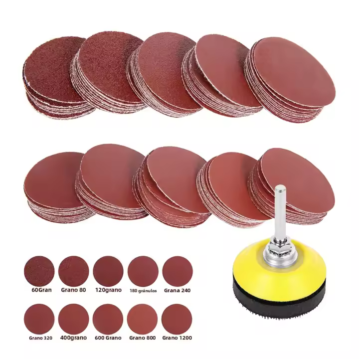 Kit De 100 Piezas De Discos De Arena Para Taladro Herramientas Rotativas Con Placa De Apoyo Y Papel De Arena De 80-3000 Incluye Tornillo De 1/4 Pulgada - 1