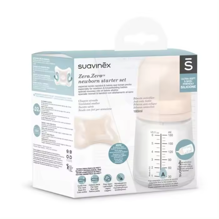Pack Biberón 180ml + Chupete Zero, Zero -2M/2M Suavinex - 1